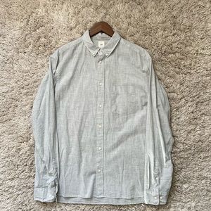 Mens H&M Regular Cotton Fit Shirt Large Light Gray Melange